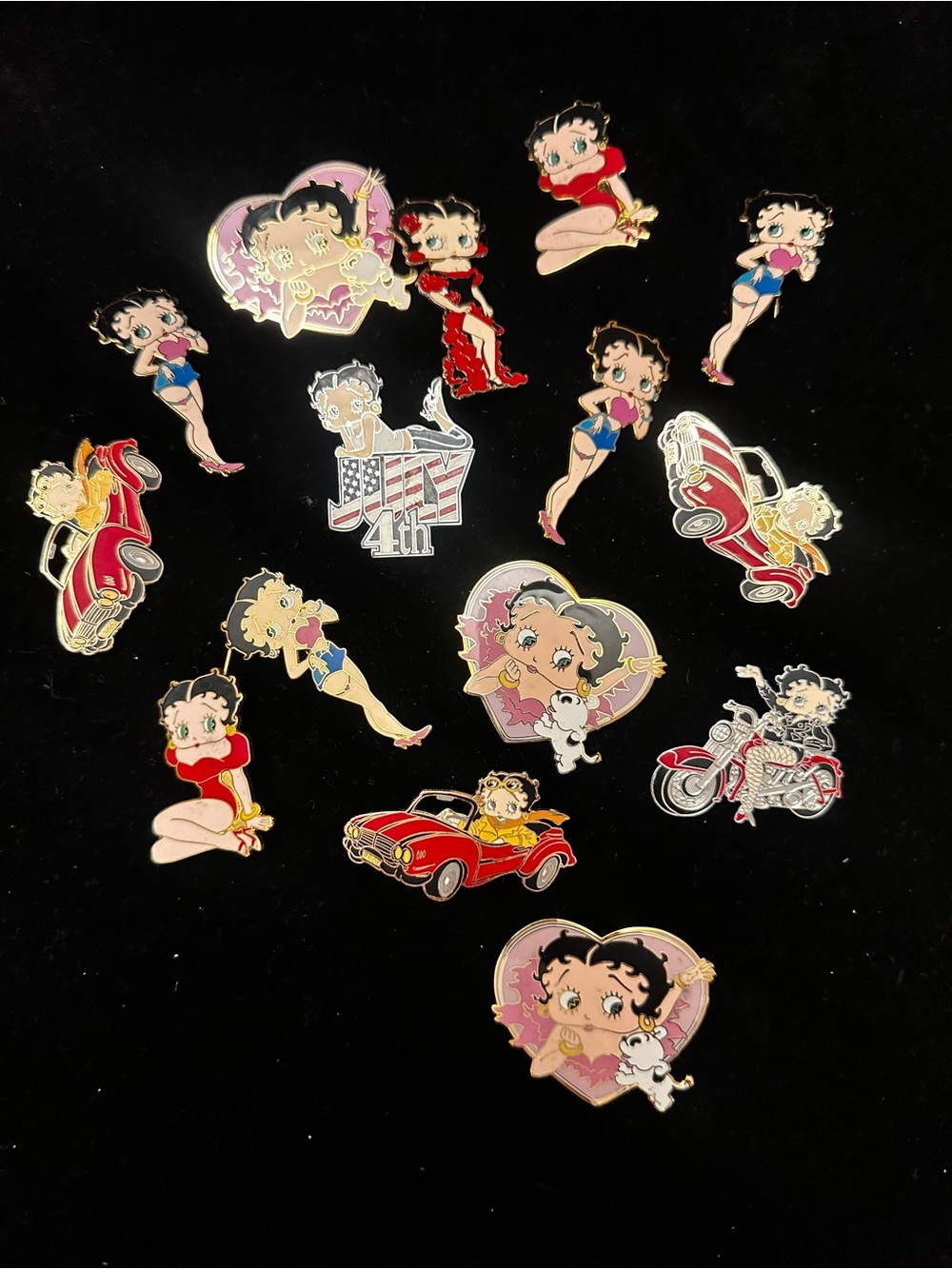 15 Pc Betty Boop Enamel Pin Lot - Colorful Character Set